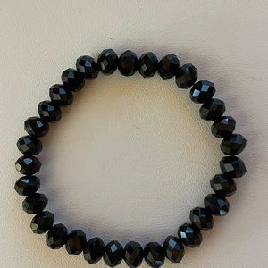Jet Black Crystal Stretchy Bracelet